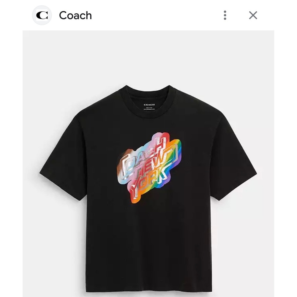 Coach Rainbow New York T-Shirt Organic Cotton Black Mens Medium Graphic Tee